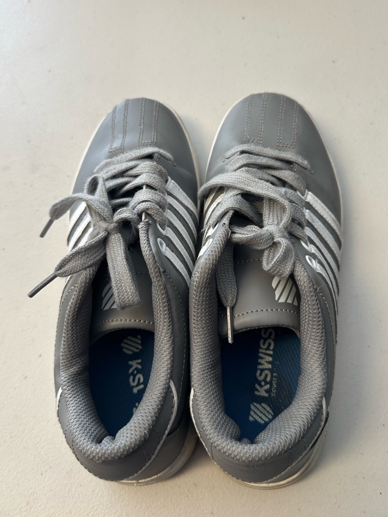 K-Swiss Kids Gray Lace-Up Sneakers With White Stripes